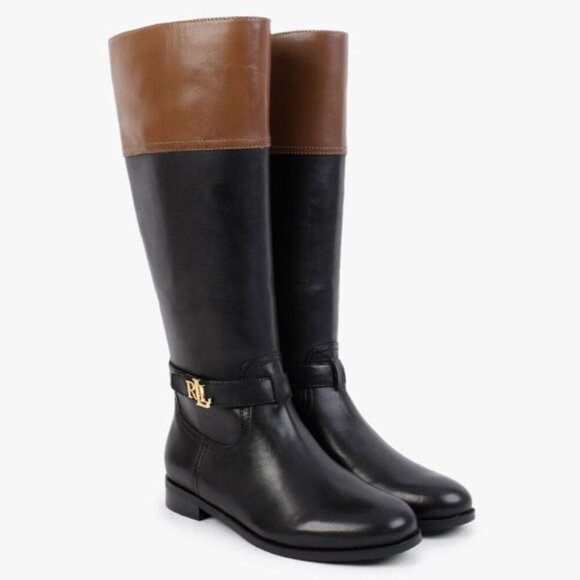 Lauren Ralph Lauren Shoes - LAUREN RALPH LAUREN Baylee Black Leather Riding Boots Size 7